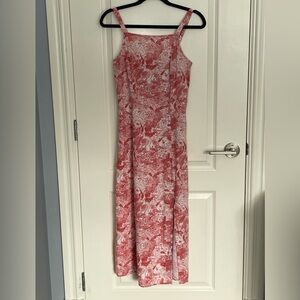 Old Navy Ecru Coral Tropical Floral Maxi Sundress Adjustable Straps Size S
